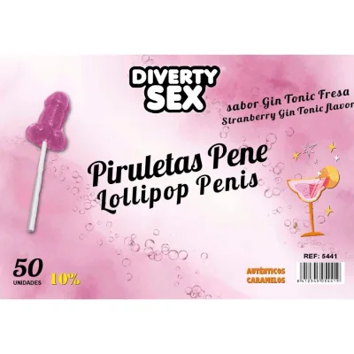 50 penis lollipops gin tonic strawberry flavor 10% alcohol