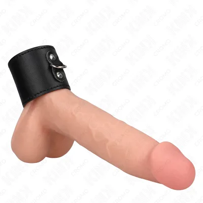 Kink - anneau pénis en cuir avec fermeture à pression 18 x 5 cm