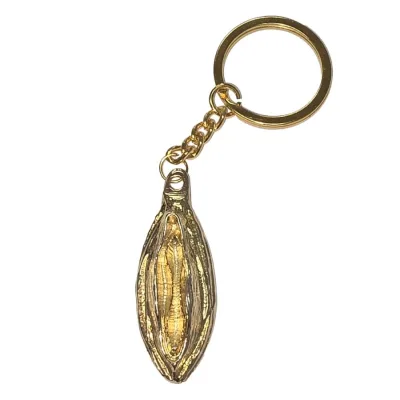 Metall-schlüsselanhänger mit goldenen lippen