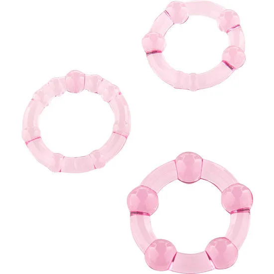 Ensemble de trois anneaux pénis rose