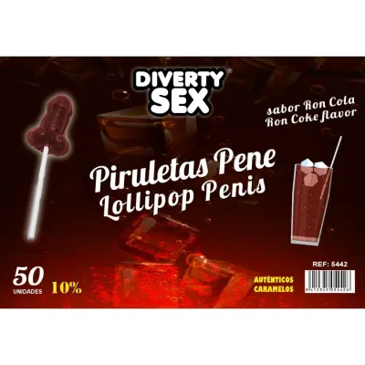 50 penis lollipops ron cola flavor 10% alcohol