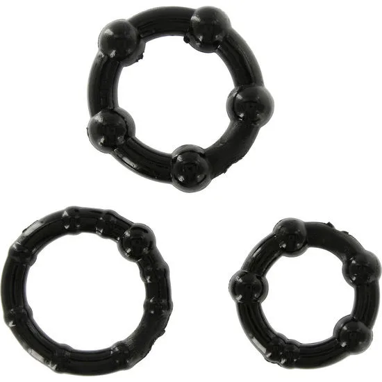 Ensemble de trois anneaux pénis noir