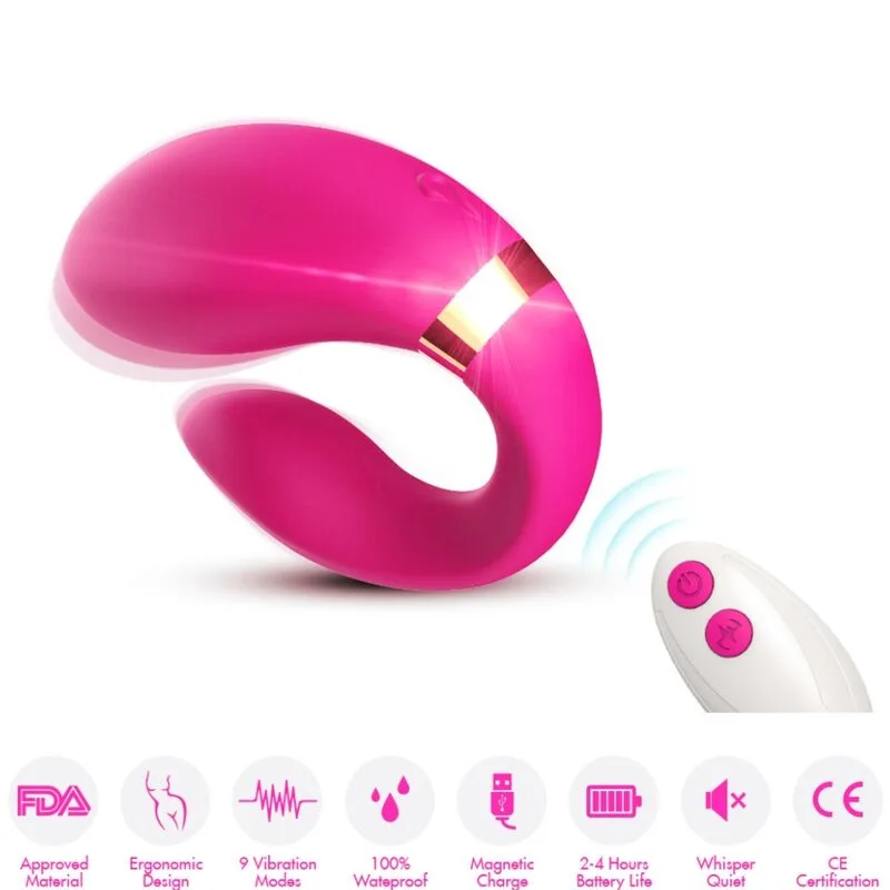 Armony - vibrateur croissant pour couples télécommande fuchsia