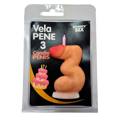 Candela a forma di pene nella forma del numero 3 color carne