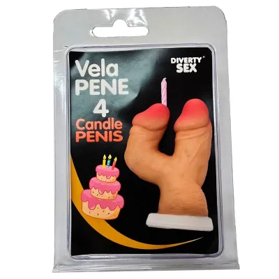 Candela a forma di pene nella forma del numero 4 color carne