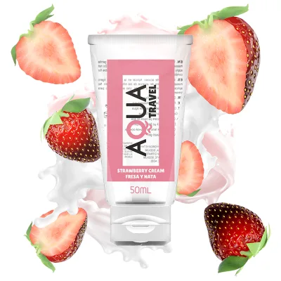 Lubrifiant à base d''eau saveur crème de fraise - 50 ml