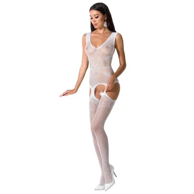 Passion - woman BS062 white bodystocking one size