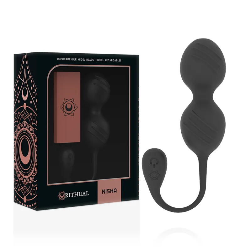 Balles de kegel vibrantes rechargeables nisha noires