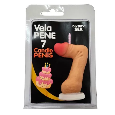 Candela a forma di pene nella forma del numero 7 colore carne