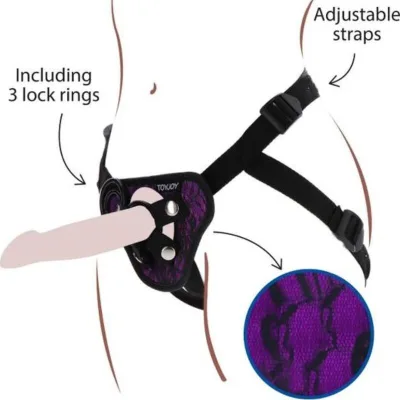 Strap-on-spitzengeschirr lila