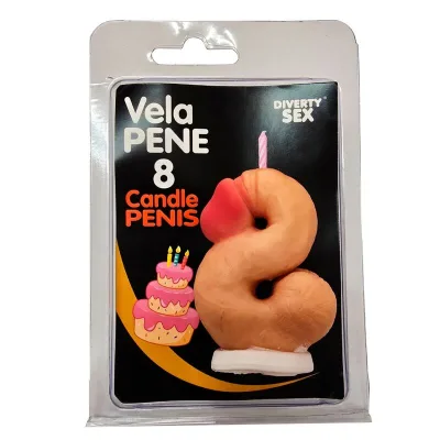 Candela a forma di pene a forma di numero 8 colore carne