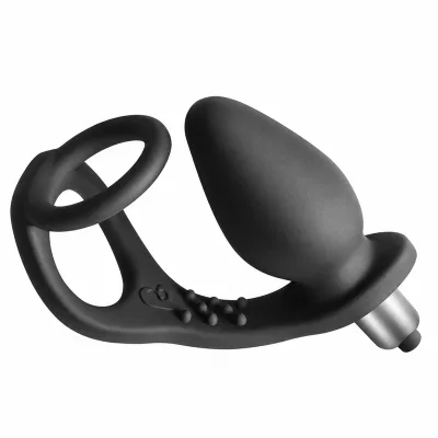 Vibrateur de prostate ro-zen avec double anneau, 7 vitesses, noir onyx