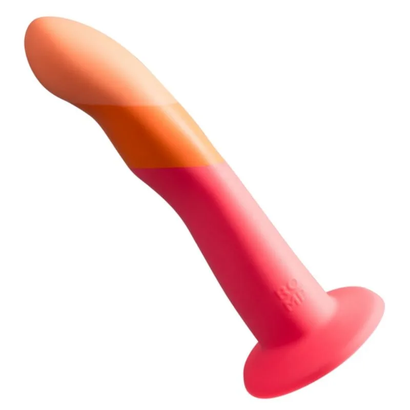 Dizi godemichet en silicone avec ventouse tricolé 18 cm