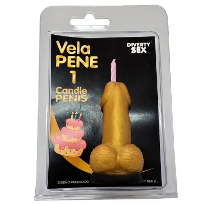 Candela a forma di pene nella forma del numero 1 colore oro