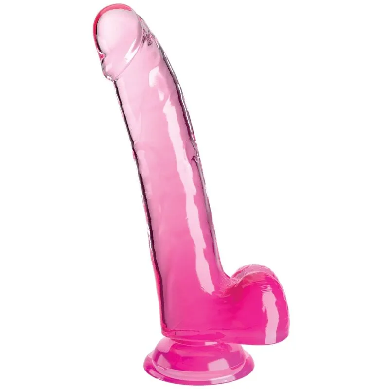 Clear gode avec testicules 20.3 cm rose