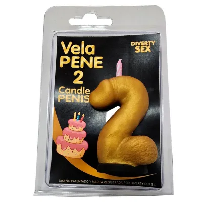 Candela a forma di pene nella forma del numero 2 colore oro