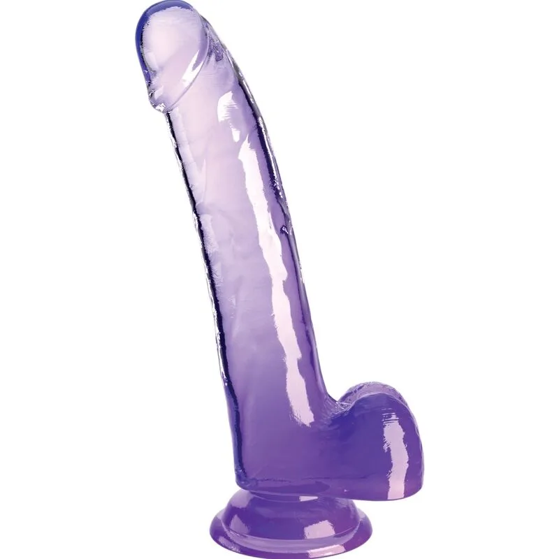 Clear gode avec testicules 20.3 cm violet