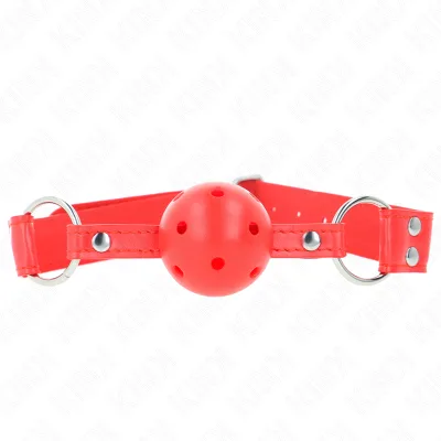 Kink - complete red hollow hard ball gag 62 x 2 cm