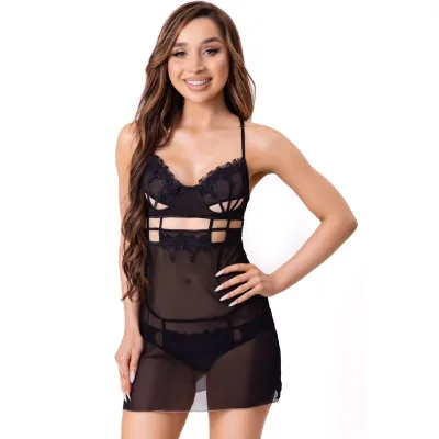 Livco corsetti fashion - maia 20247 babydoll + string noir L/XL