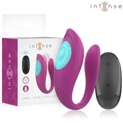 Intense - annie u-shaped vibrator and stimulator purple remote control