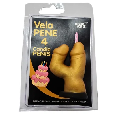 Candela a forma di pene nella forma del numero 4 colore oro