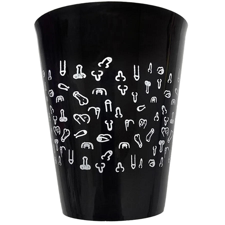Tasse noire de 500 ml avec des pénis blancs