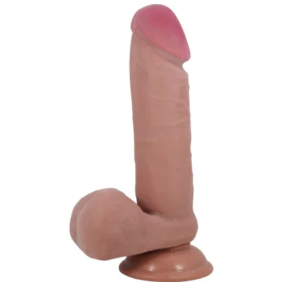 Pretty love - realistischer dildo der sliding skin-serie mit sliding skin-saugnapf braun 20,5 cm