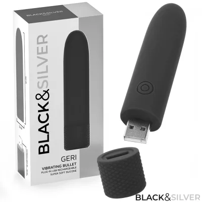 Geri USB oplaadbare trillende kogel 8 trillingen zwart 10 x 2,2 cm