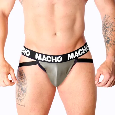 Macho - MX27GR leather jock gray beige XL