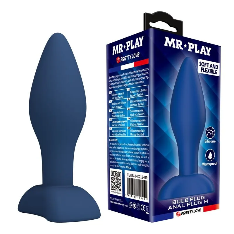 Plug anal conique en silicone bleu M