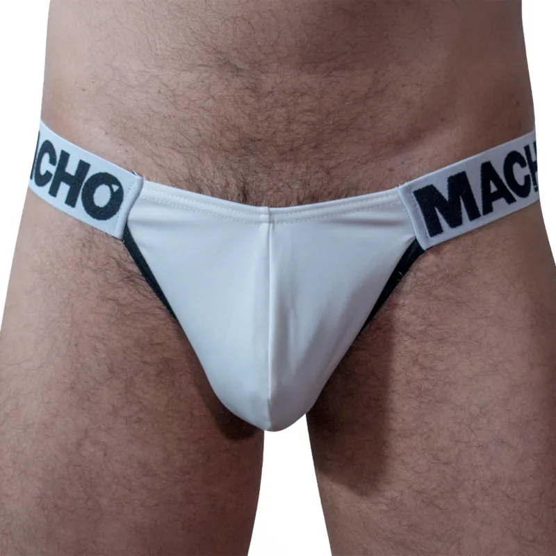 Macho - MCH009, slip blanc à côtés fendus, taille S