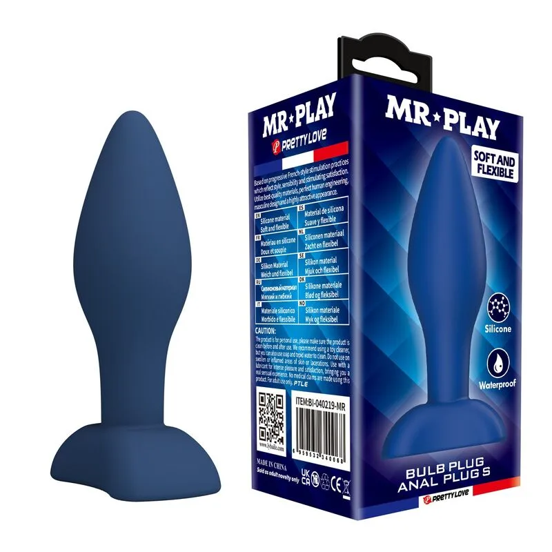 Plug anal conique en silicone bleu S