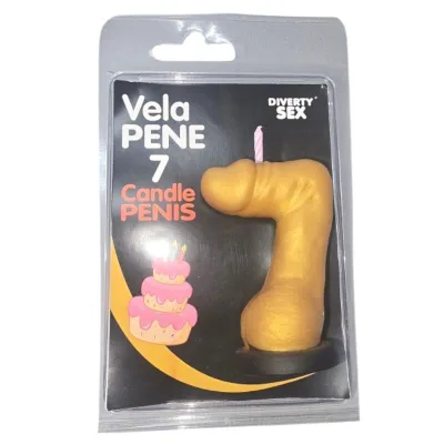Candela a forma di pene nella forma del numero 7 colore oro