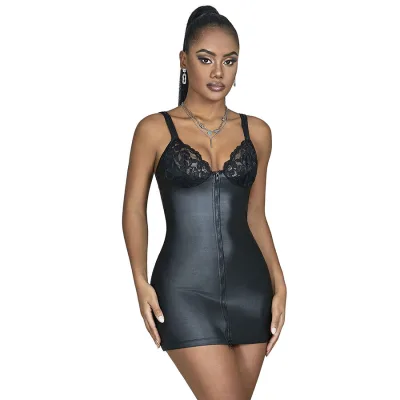 Subblime - 957575 robe zippée en cuir noir L/XL