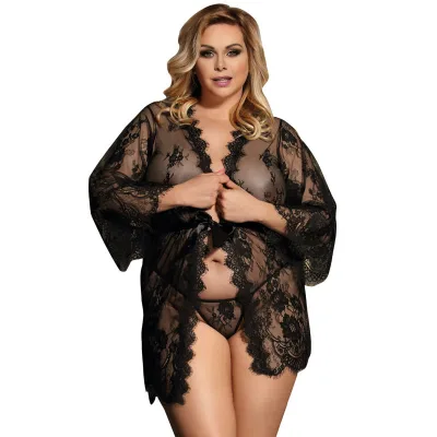 Subblime - queen plus lace peignoir flared sleeves