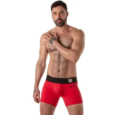 Boxershort met brede tailleband, rood, maat L