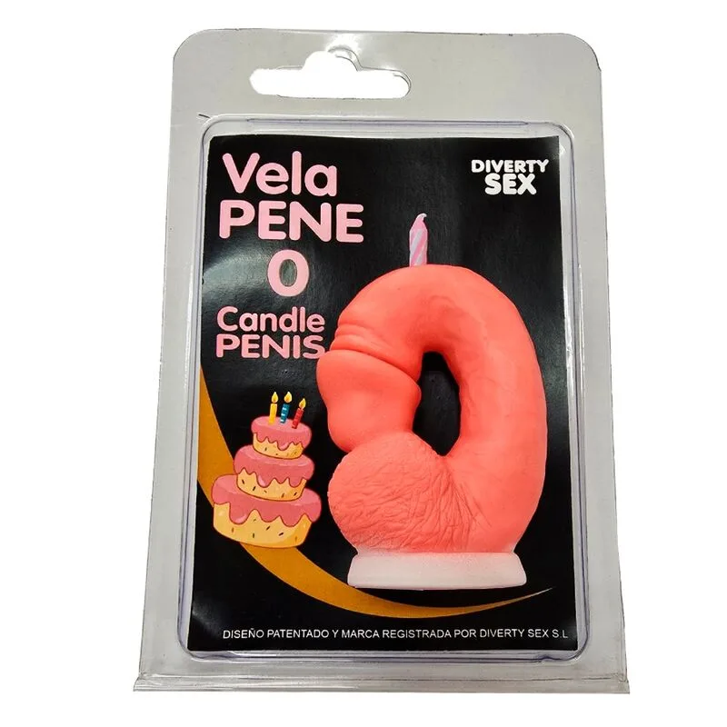 Bougie pénis en forme de chiffre 0 rose