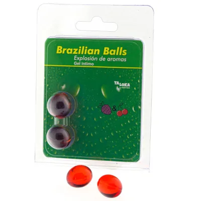 2 brazilian balls strawberry & cherry intimate gel