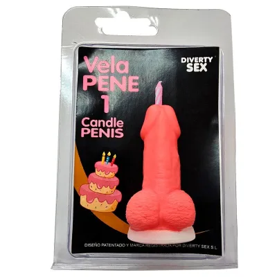 Candela a forma di pene a forma di numero 1 colore rosa