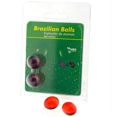 2 brazilian balls strawberry & chocolate intimate gel