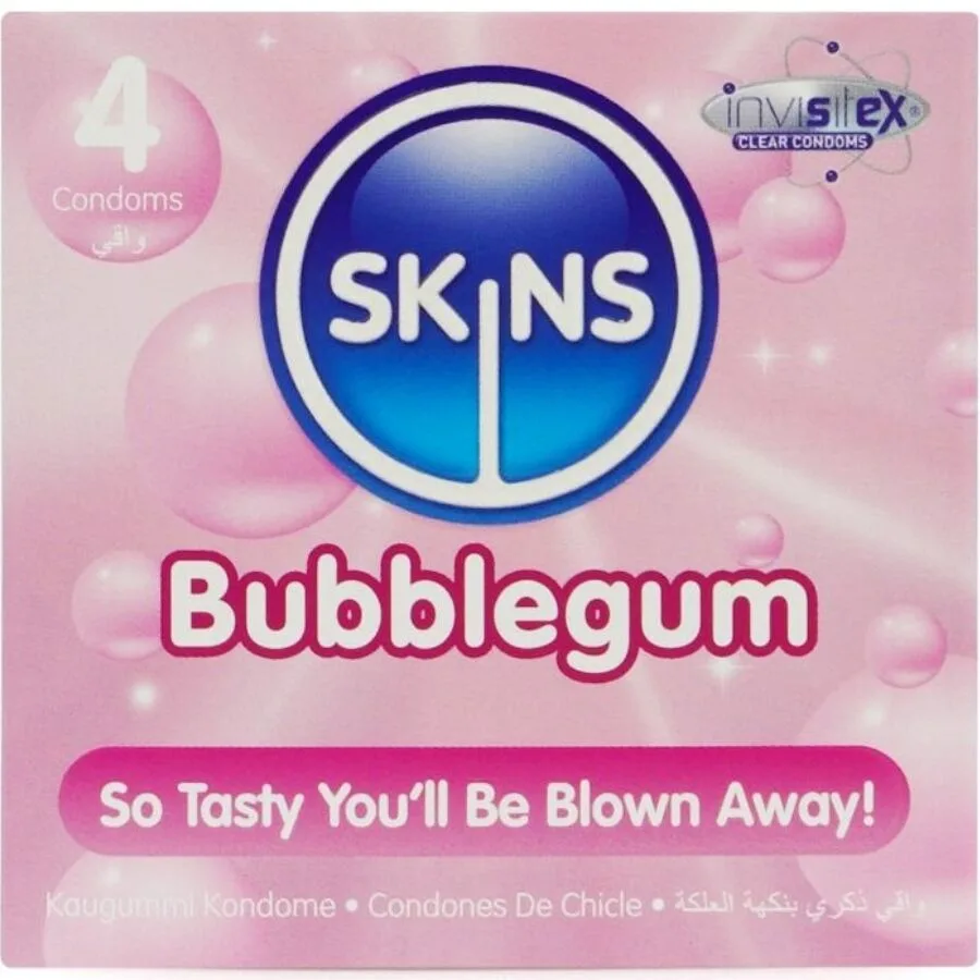 Pack de 4 préservatifs bubblegum premium