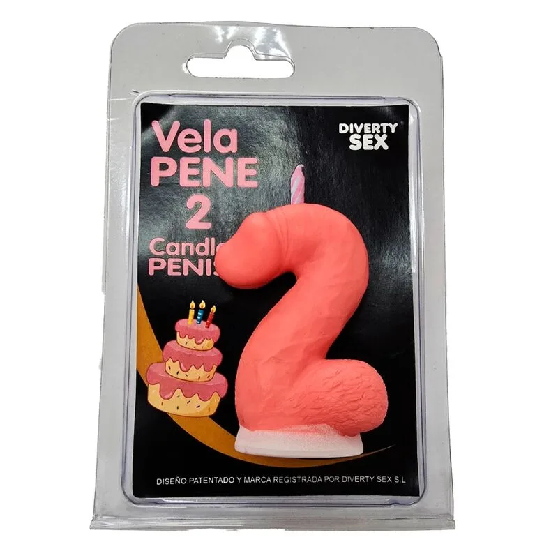 Bougie pénis en forme de chiffre 2 rose