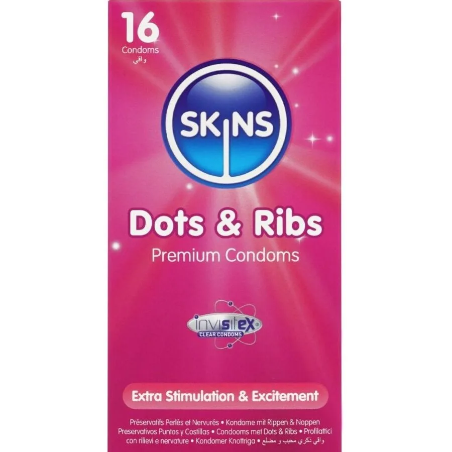Pack de 16 préservatifs premium dots & ribs