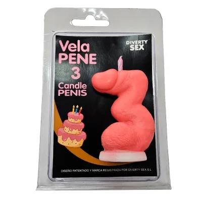 Candela a forma di pene a forma di numero 3 colore rosa