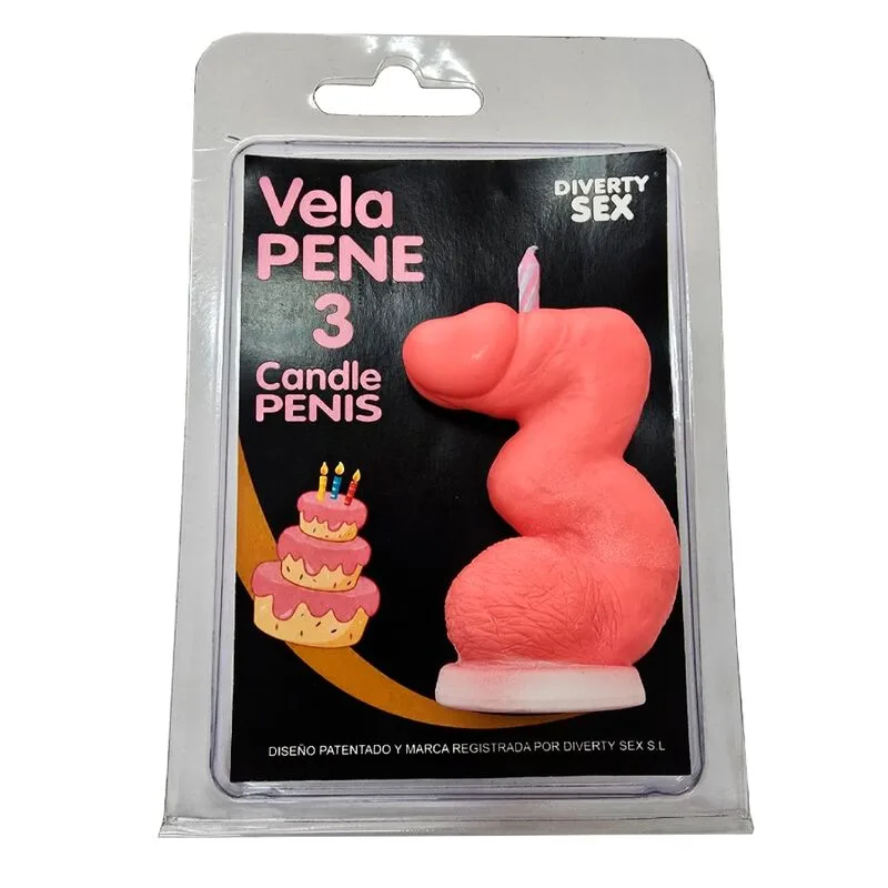 Bougie pénis en forme de chiffre 3 rose