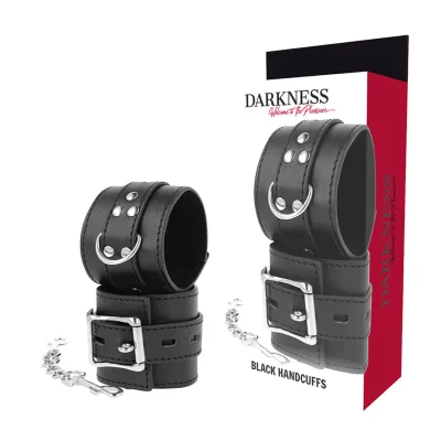 Darkness - black leather handcuffs