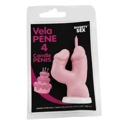 Candela a forma di pene a forma di numero 4 colore rosa