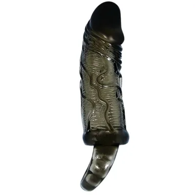 Baile - penis extender cover mit gurt für hoden schwarz 13.5 cm