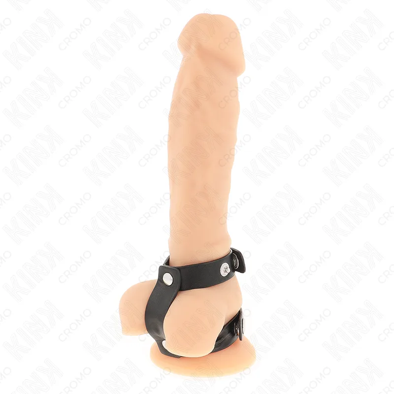 Kink - anneau pénis double en cuir réglable