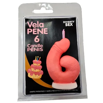 Candela a forma di pene a forma di numero 6 colore rosa